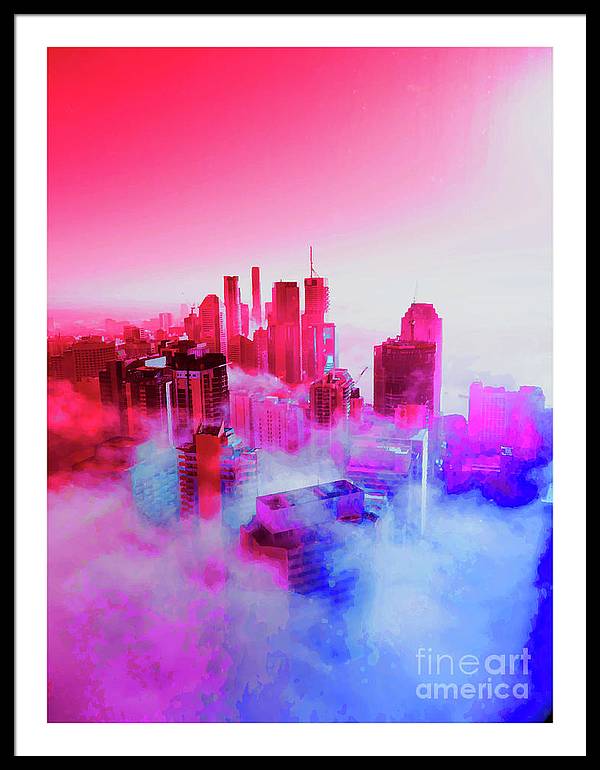 Brisbane City view fog 1 - Framed Print