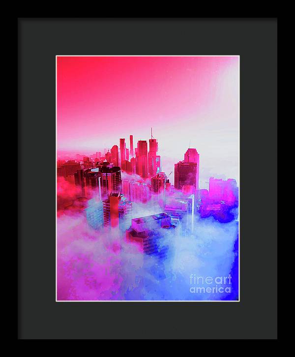 Brisbane City view fog 1 - Framed Print