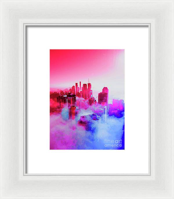 Brisbane City view fog 1 - Framed Print