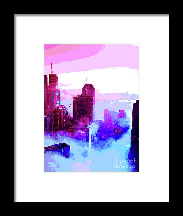 Brisbane city view fog 2 - Framed Print