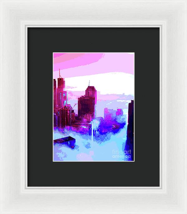 Brisbane city view fog 2 - Framed Print