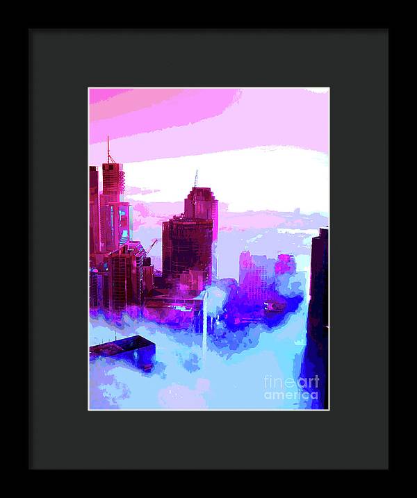 Brisbane city view fog 2 - Framed Print