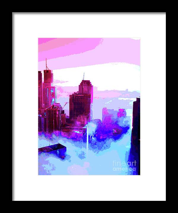 Brisbane city view fog 2 - Framed Print