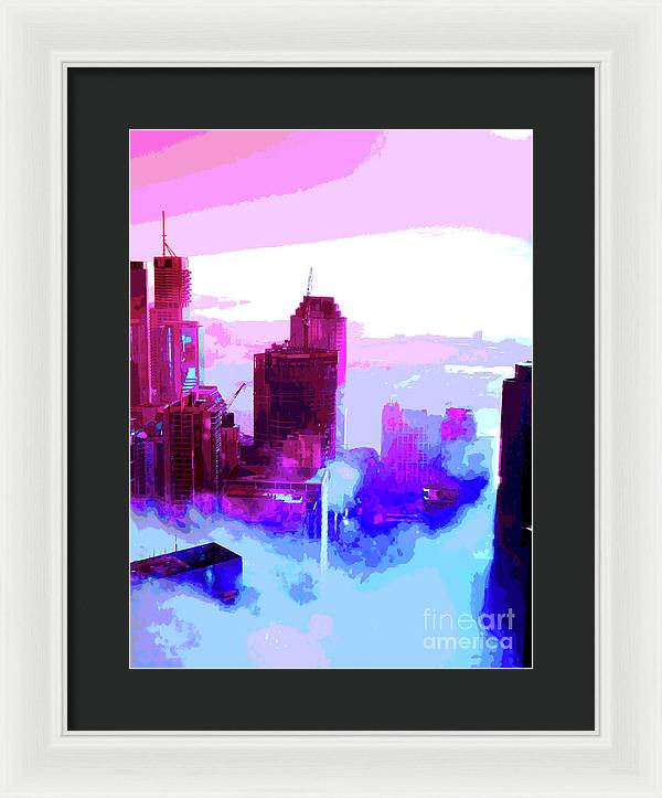 Brisbane city view fog 2 - Framed Print