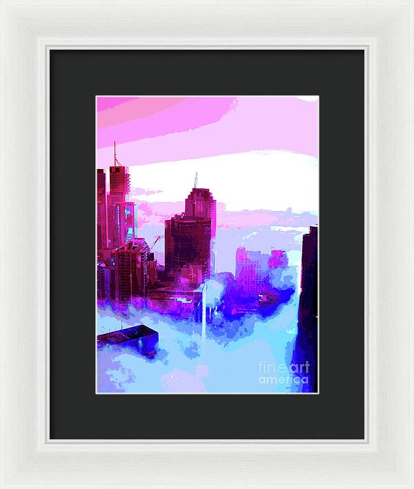 Brisbane city view fog 2 - Framed Print