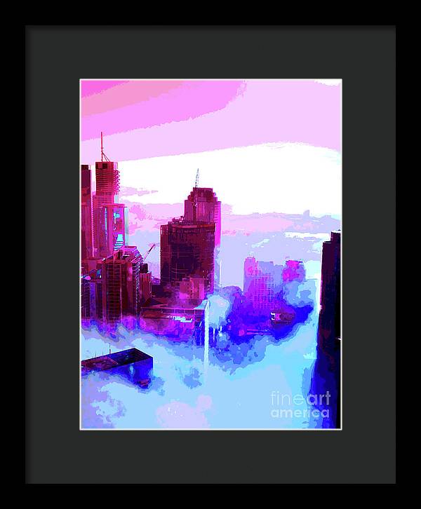 Brisbane city view fog 2 - Framed Print