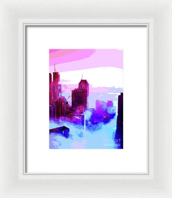 Brisbane city view fog 2 - Framed Print