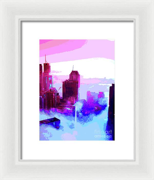 Brisbane city view fog 2 - Framed Print