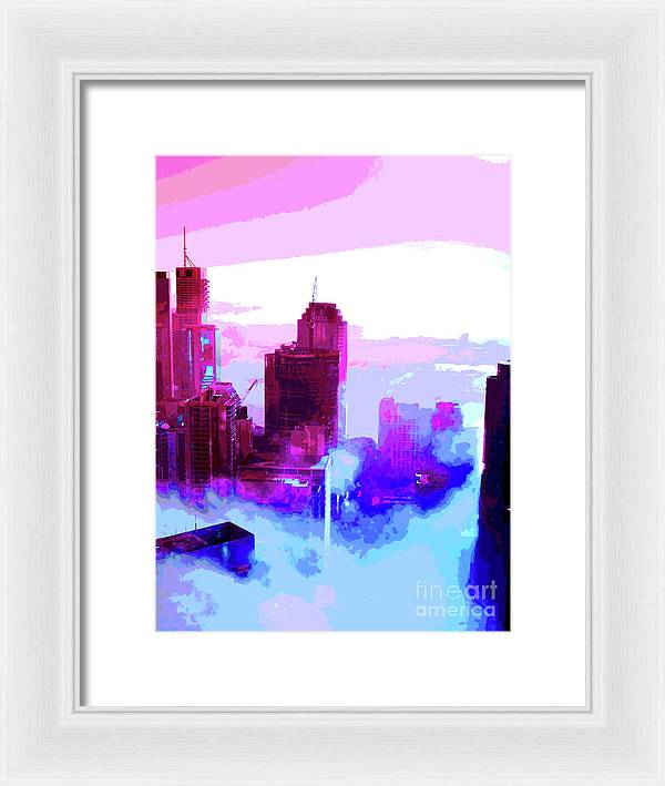 Brisbane city view fog 2 - Framed Print