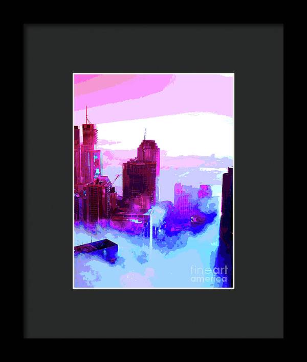 Brisbane city view fog 2 - Framed Print