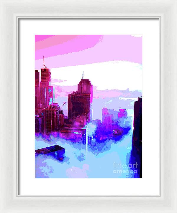 Brisbane city view fog 2 - Framed Print