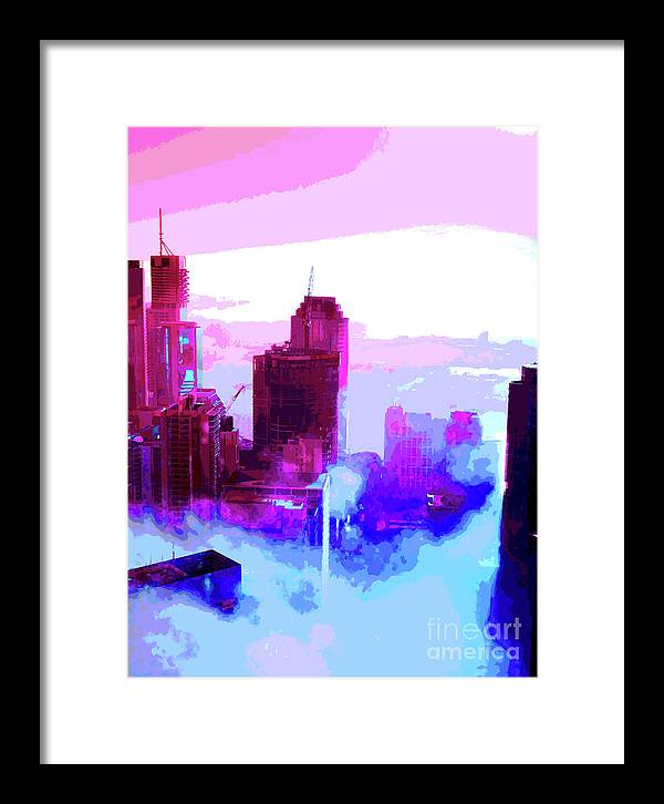 Brisbane city view fog 2 - Framed Print