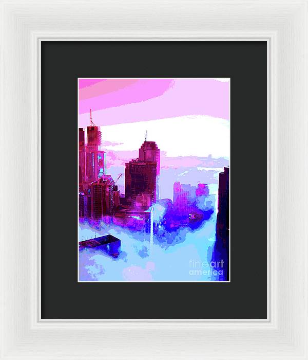 Brisbane city view fog 2 - Framed Print