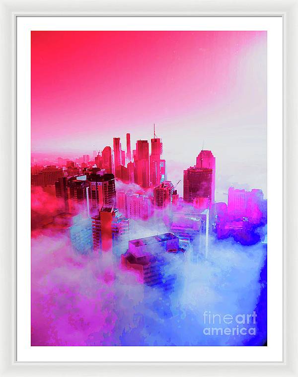 Brisbane city view fog 3 - Framed Print